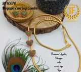 HEART DESIGN GOLD FINISH MUGAPPU CHAIN WITH EARRINGS COMBO FOR WOMEN -ARTMCEW001