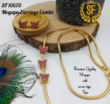 BUTTERFLY DESIGN GOLD FINISH MUGAPPU CHAIN WITH EARRINGS COMBO FOR WOMEN -ARTMC001B