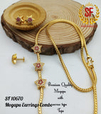 NAKSHATRA DESIGN GOLD FINISH MUGAPPU CHAIN WITH EARRINGS COMBO FOR WOMEN -ARTMC001N
