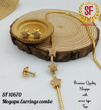 NAKSHATRA DESIGN GOLD FINISH MUGAPPU CHAIN WITH EARRINGS COMBO FOR WOMEN -ARTMC001N