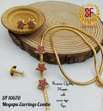 NAKSHATRA DESIGN GOLD FINISH MUGAPPU CHAIN WITH EARRINGS COMBO FOR WOMEN -ARTMC001N