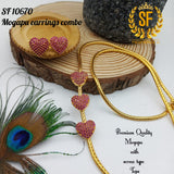 HEART DESIGN GOLD FINISH MUGAPPU CHAIN WITH EARRINGS COMBO FOR WOMEN -ARTMCEW001