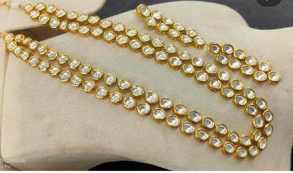 STYLISH DOUBLE LINE KUNDAN LONG NECKLACE SET FOR WOMEN -HYDNSW001
