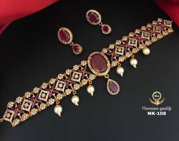 Buy Estele Gold-Plated Choker Necklace Set Online At Best Price @ Tata CLiQ