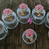 Set of 6 , Decorative Storage Jars With Pink Crystal Broach- MAWSJ001PG