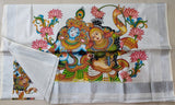Krishna Leela ,  Silver Tissue Sarees With Big Mural Prints On The Pallu And Small Murals Along The Borders-CFSMS001KL