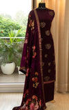 PLUM WINE COLOR CREPE SALWAR SUIT MATERIAL WITH SWAROVSKI EMBELLISHMENTS-MOSS001
