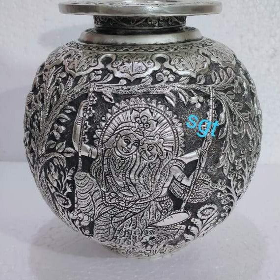 RADHA MADHAVAM  ,ANTIQUE FINISH GERMAN SILVER KALASH OR KALASHA-SGTKP001RM