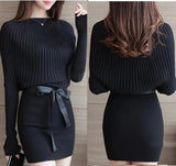 Beautiful Round -neck Full Sleeved Thick Bodycon Sweater Dress for Girls-SHOSBD001