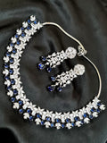 BLUE SAPHYR AND ZIRCON DIAMOND NECKLACE SET FOR WOMEN -MOKNSS001