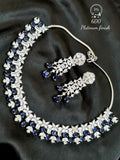 BLUE SAPHYR AND ZIRCON DIAMOND NECKLACE SET FOR WOMEN -MOKNSS001