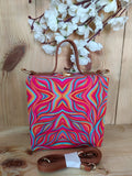 PINK FIRE  PRINT  BOX CLUTCH HAND BAG FOR WOMEN -KRFVG5001PF