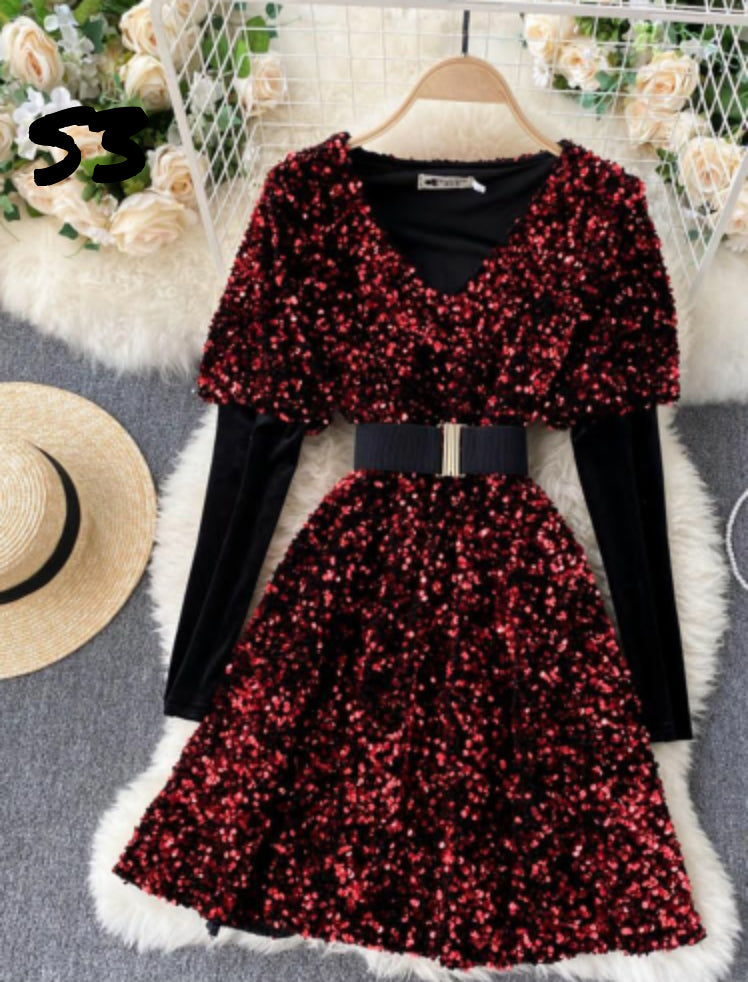 BEAUTIFUL SEQUINS VELVET SHORT DRESS FOR WOMEN -RYSVD001 – www