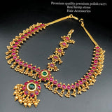 TRADITIONAL SOUTH INDIAN STYLE KEMP BRIDAL MAANG TIKKA OR HEAD ORNAMENT-LGMT001