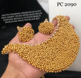 ROJA, MATTE FINISH SIGNATURE PIECE GOLD BEAD NECKLACE SET FOR WOMEN -VCNS001