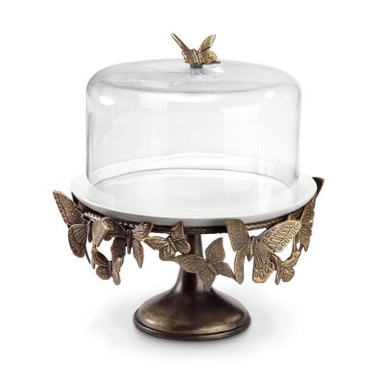 BUTTERFLY CAKE STAND WITH GLASS DOME-AHP001