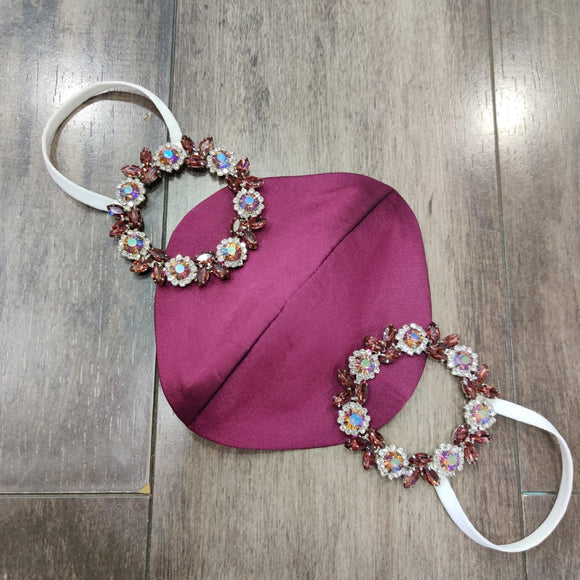 REDROSE , PURPLE COLOR ORNAMENTAL MASK WITH CHAIN FOR WOMEN -FIMC001P