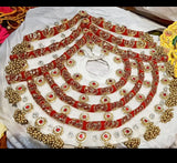 RED AND WHITE ,GOLDEN WORK POSHAK WITH PAGRI  FOR LADDU GOPAL -GGLGD001RW