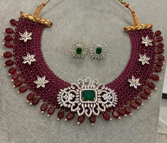 ARADHANA , KUNDAN BEAD NECKLACE SET FOR WOMEN -MOENSA001BN