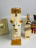 WOOD AND RESIN  LEOPARD BOTTLE BOX -AHPBB001