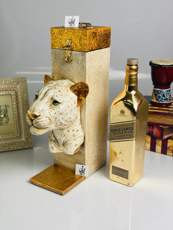 Leopard Alcohol Box WOOD AND RESIN LEOPARD BOTTLE BOX -AHPBB001 – www.soosi.co.in