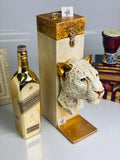 WOOD AND RESIN  LEOPARD BOTTLE BOX -AHPBB001