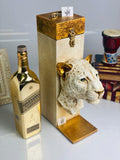 WOOD AND RESIN  LEOPARD BOTTLE BOX -AHPBB001