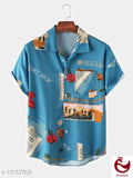 BLUE DESIGNER PRINTED SHIRT FOR MEN-SANPSM001B
