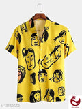 YELLOW DESIGNER PRINTED SHIRT FOR MEN-SANPSM001Y