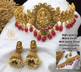 NAVAMI, PREMIUM MATTE FINISH LAKSHMI CHOKER NECKLACE SET FOR WOMEN -ARTNS001