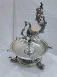 ANTIQUE FINISH GERMAN SILVER BIG SIZE PEACOCK DIYA -SNPD001