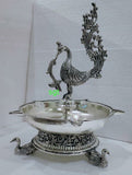 ANTIQUE FINISH GERMAN SILVER BIG SIZE PEACOCK DIYA -SNPD001