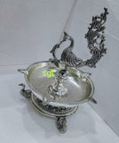 ANTIQUE FINISH GERMAN SILVER BIG SIZE PEACOCK DIYA -SNPD001