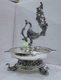 ANTIQUE FINISH GERMAN SILVER BIG SIZE PEACOCK DIYA -SNPD001