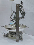 ANTIQUE FINISH GERMAN SILVER BIG SIZE PEACOCK DIYA -SNPD001