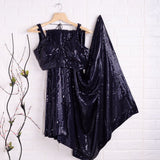 CELEBRITY  PRUSSIAN BLUE COLOR SEQUINS SAREE FOR WOMEN-21ESSW001PB