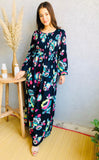 NEW FLORAL BLUE RAYON DRESS FOR WOMEN-MAWRD001