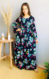 NEW FLORAL BLUE RAYON DRESS FOR WOMEN-MAWRD001
