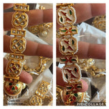 BEAUTIFUL KUNDAN BRACELET WITH MEENAKARI WORK BACK AND PEARL HANGING -MAWB001