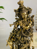 Big Size Hand Crafted Goshala Krishna Statue in Pure Brass -DEV001GK