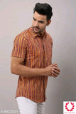ZOYA ORANGE COLOR PRINTED COTTON SHIRT FOR MEN-ZY001O
