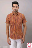 ZOYA ORANGE COLOR PRINTED COTTON SHIRT FOR MEN-ZY001O