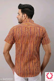 ZOYA ORANGE COLOR PRINTED COTTON SHIRT FOR MEN-ZY001O