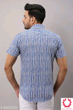 ZOYA BLUE COLOR PRINTED COTTON SHIRT FOR MEN-ZY001LBS