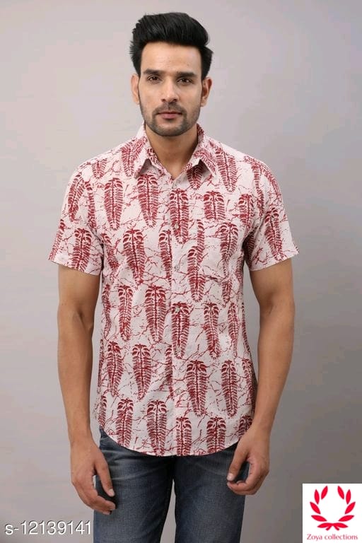ZOYA FLORAL WHITE COLOR PRINTED COTTON SHIRT FOR MEN-ZY001W