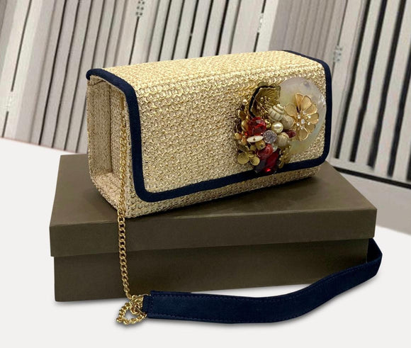 VINTAGE LUXURY COLLECTION BOX JUTE SLING BAG FOR WOMEN -SKDJCW001