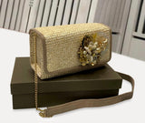 VINTAGE LUXURY COLLECTION BOX JUTE SLING BAG FOR WOMEN -SKDJCW001