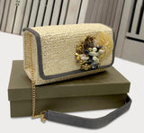 VINTAGE LUXURY COLLECTION BOX JUTE SLING BAG FOR WOMEN -SKDJCW001