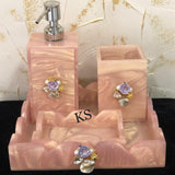 Peach Resin Bathroom Set with Brooch-SKDBS001P