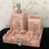 Peach Resin Bathroom Set with Brooch-SKDBS001P